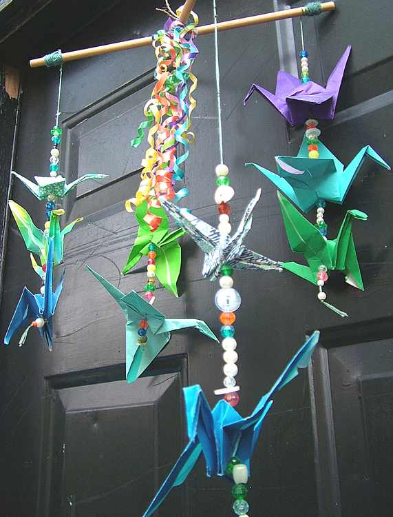 small world land Paper Crane Mobile