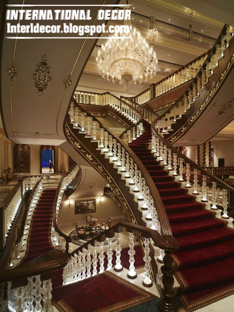 Crystal stair railings, handrails and crystal stair columns interior villas