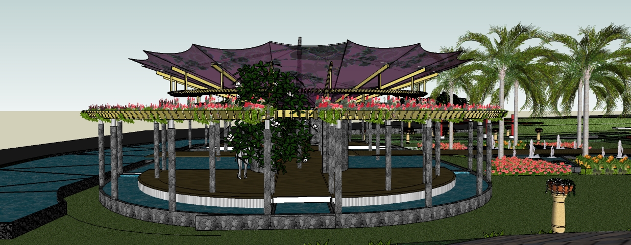 Desain Taman Kota Sketchup