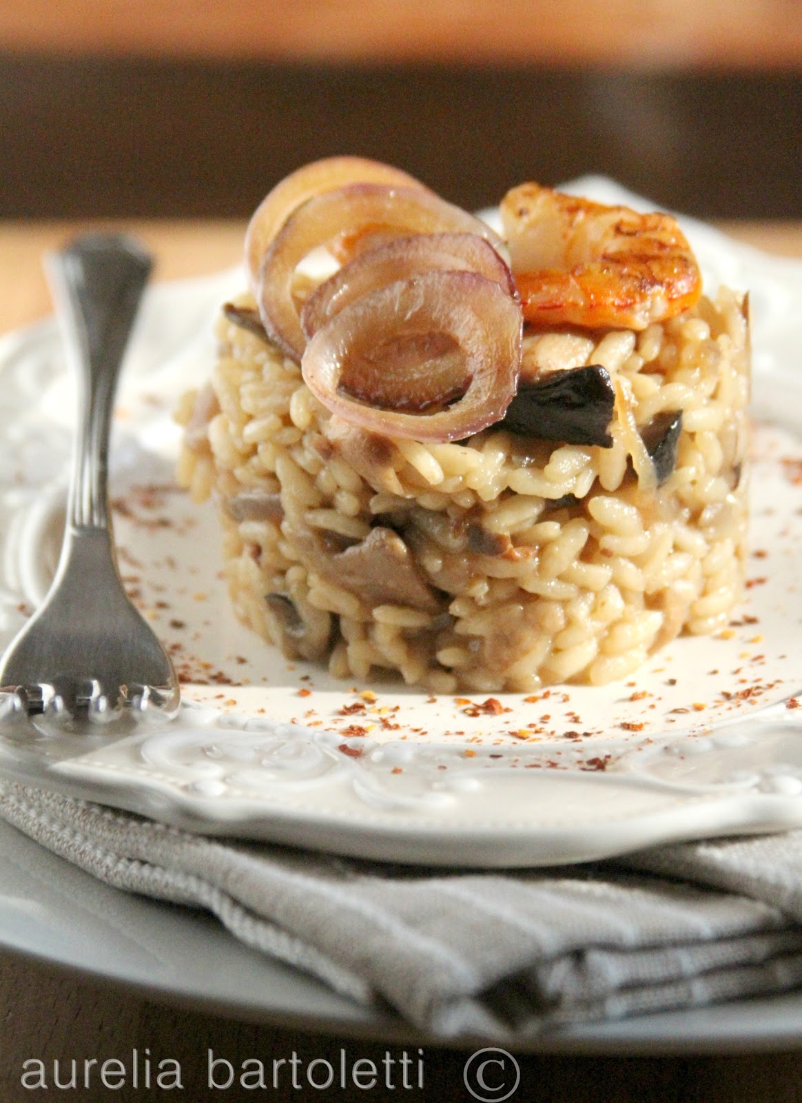 Profumi in cucina Risotto ai porcini e gamberi, per la Parmigiano