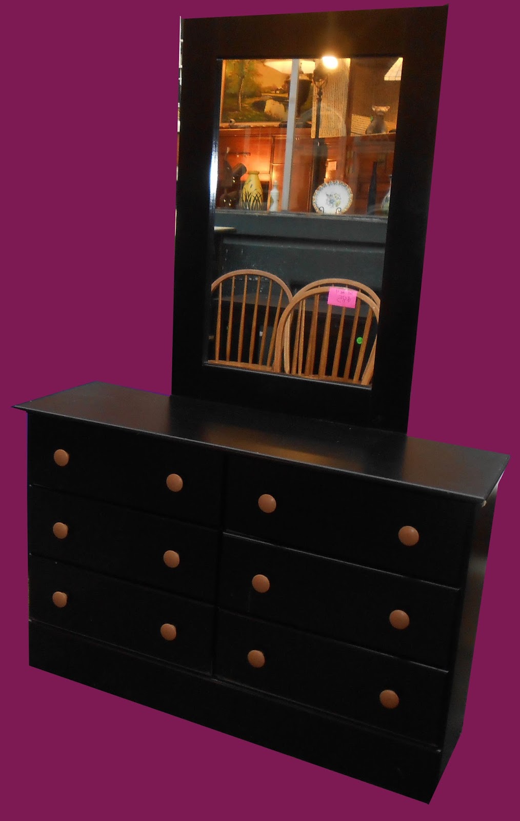 Uhuru Furniture & Collectibles Small Black Dresser with Mirror SOLD