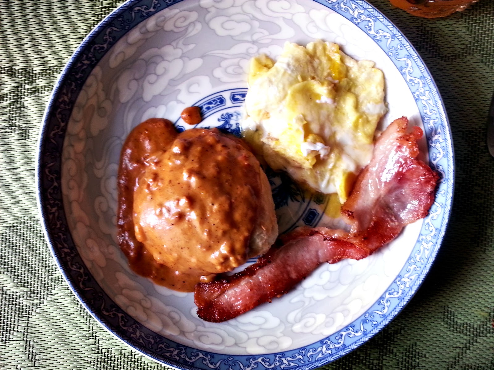 Biscuits with chorizo sausage gravy Cherry on my Sundae