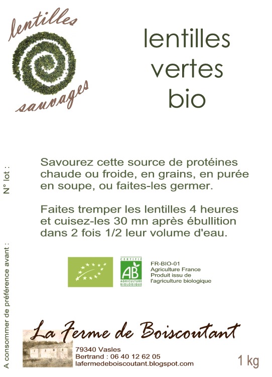 La Ferme De Boiscoutant Lentilles Bio