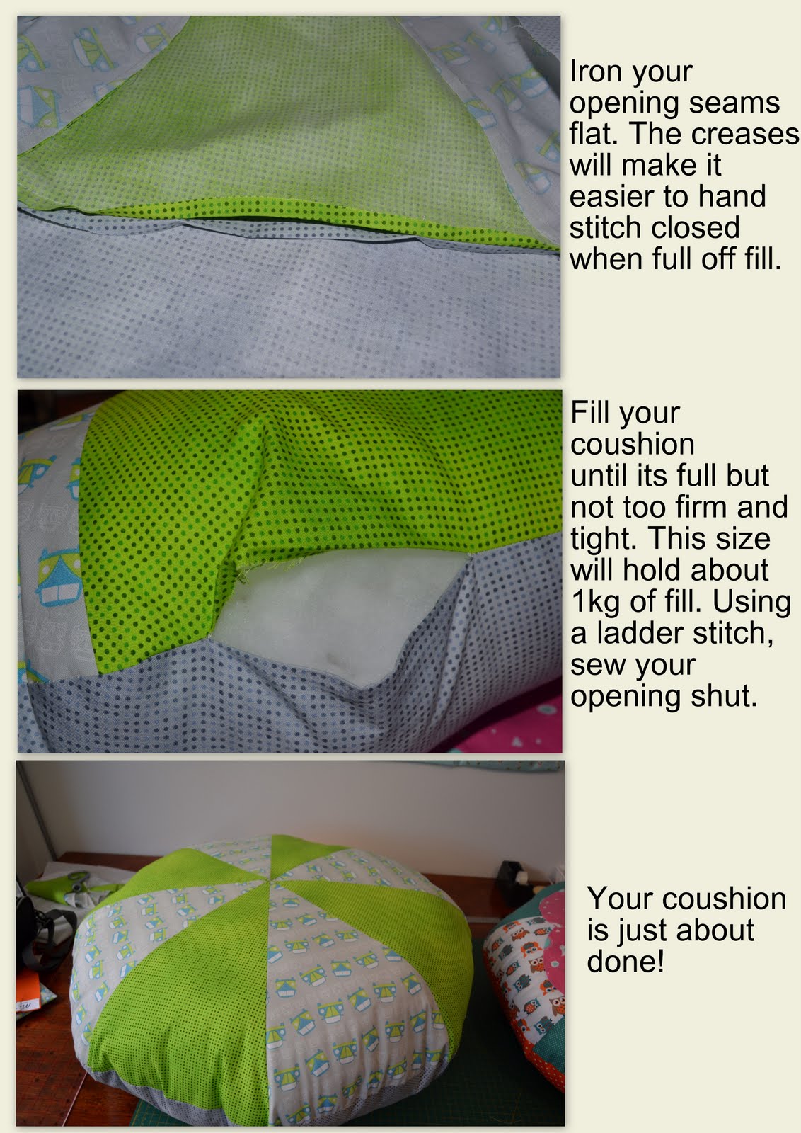 twomonkeys fabrics Floor Cushion Tutorial