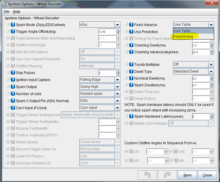 Mega Miata Base timing