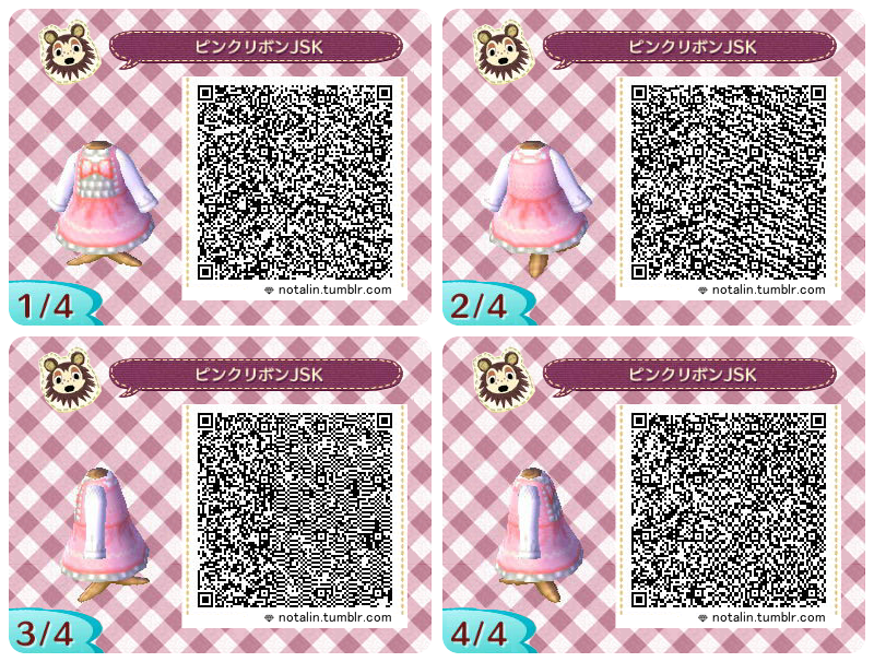 Animal Crossing New Leaf Pink Lolita Dresses QR Codes for Animal
