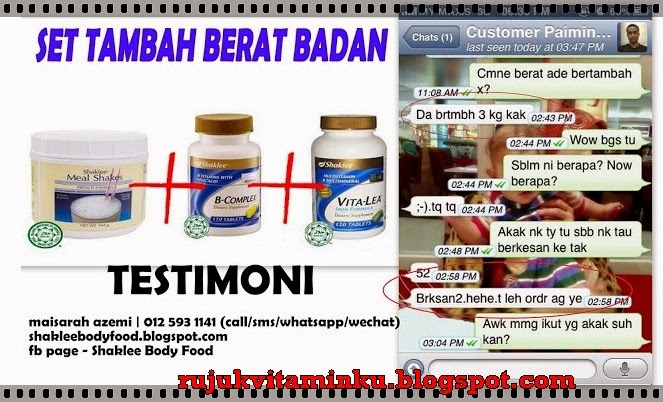 Gemukkan badan dengan vitamin shaklee