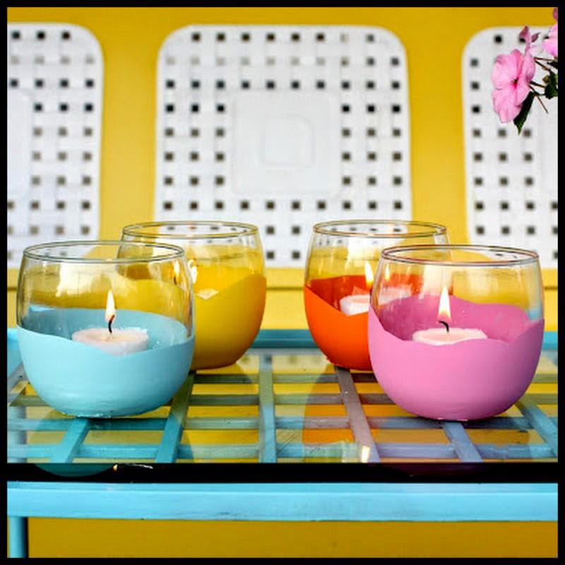 Dollar Store Crafter Paint Dipped Votive Holders