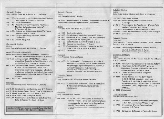 programma settimana mondiale allattamento la spezia