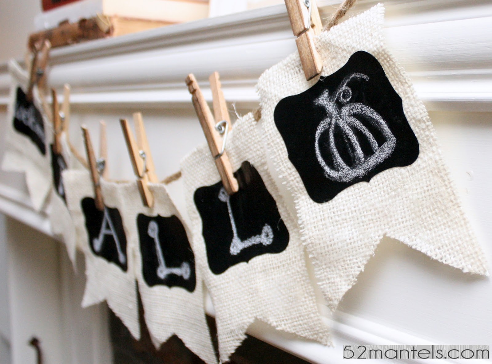 52 Mantels Chalkboard & Burlap Banner Tutorial