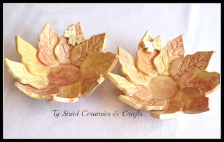 Ty Siriol Ceramics autumn leaf bowls