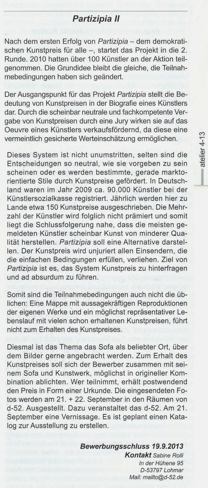 Kunstletter September 2013