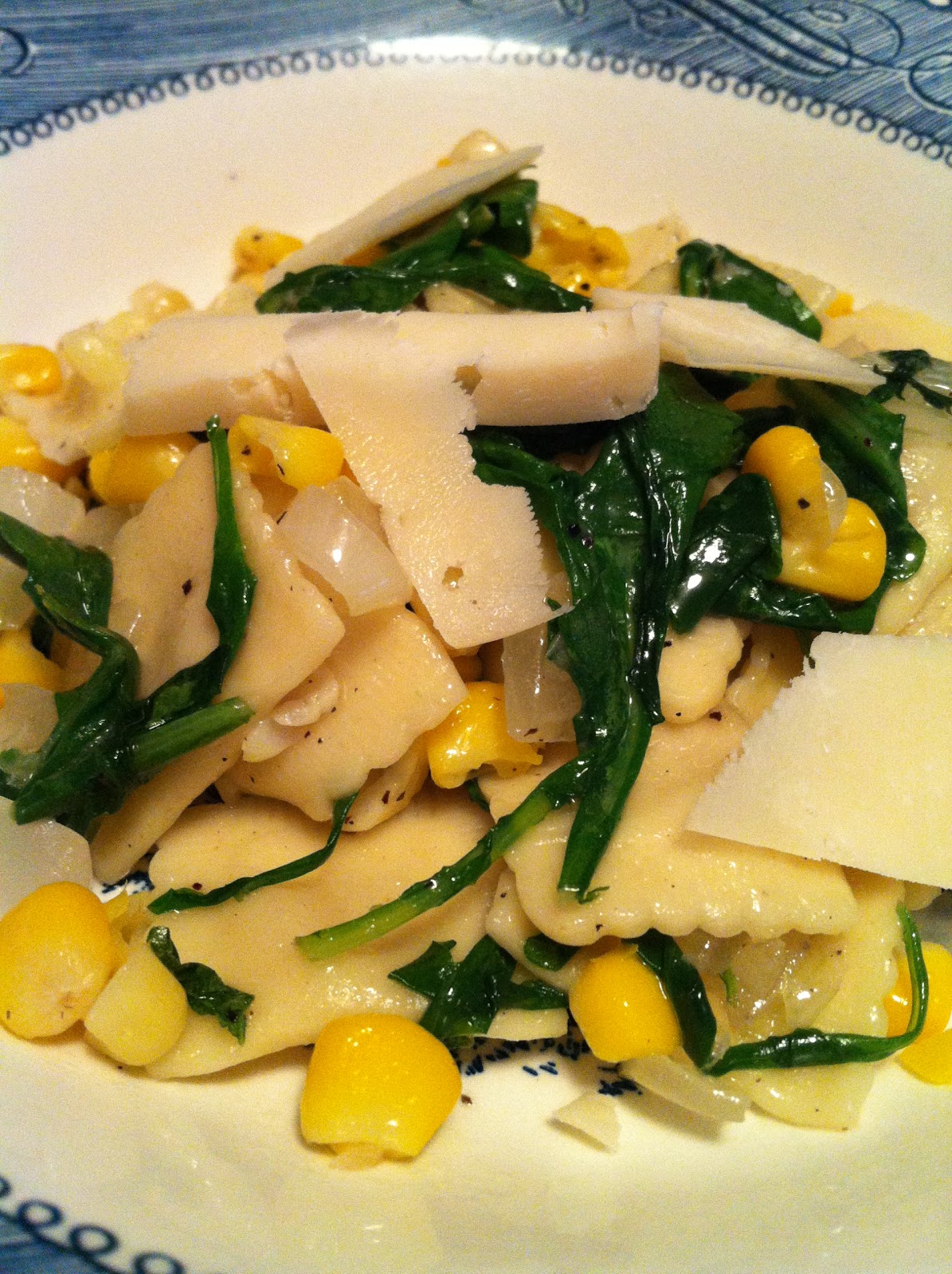 Cheese Ravioli with Arugula and Corn Pan Sauce Feeding Big