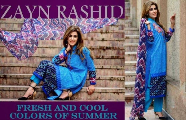 Zayn Rashid Latest Spring Lawn Dresses Collection For Girls 2014