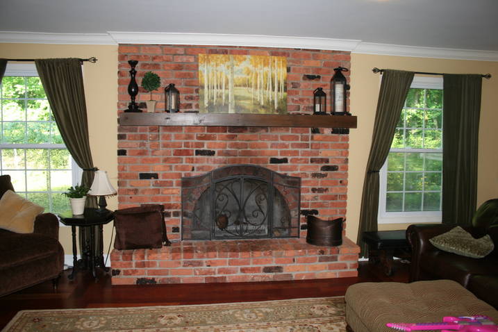 Living Room With Red Brick Fireplace the yellow cape cod: white washed brick fireplace~tutorial Living Room With Red Brick Fireplace the yellow cape cod: white washed brick fireplace~tutorial
