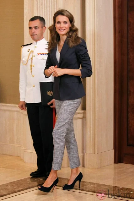 Princess Letizia Attends An Audience In Zarzuela Palace