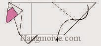 Bước 13: Gấp chéo cạnh giấy vào trong giữa hai lớp giấy. Bước 13: Gấp chéo cạnh giấy vào trong giữa hai lớp giấy.