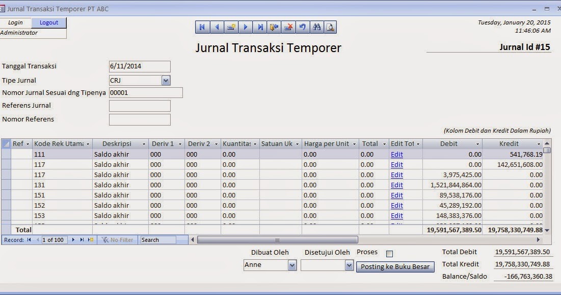 Memahami Jurnal Transaksi Access Terapan