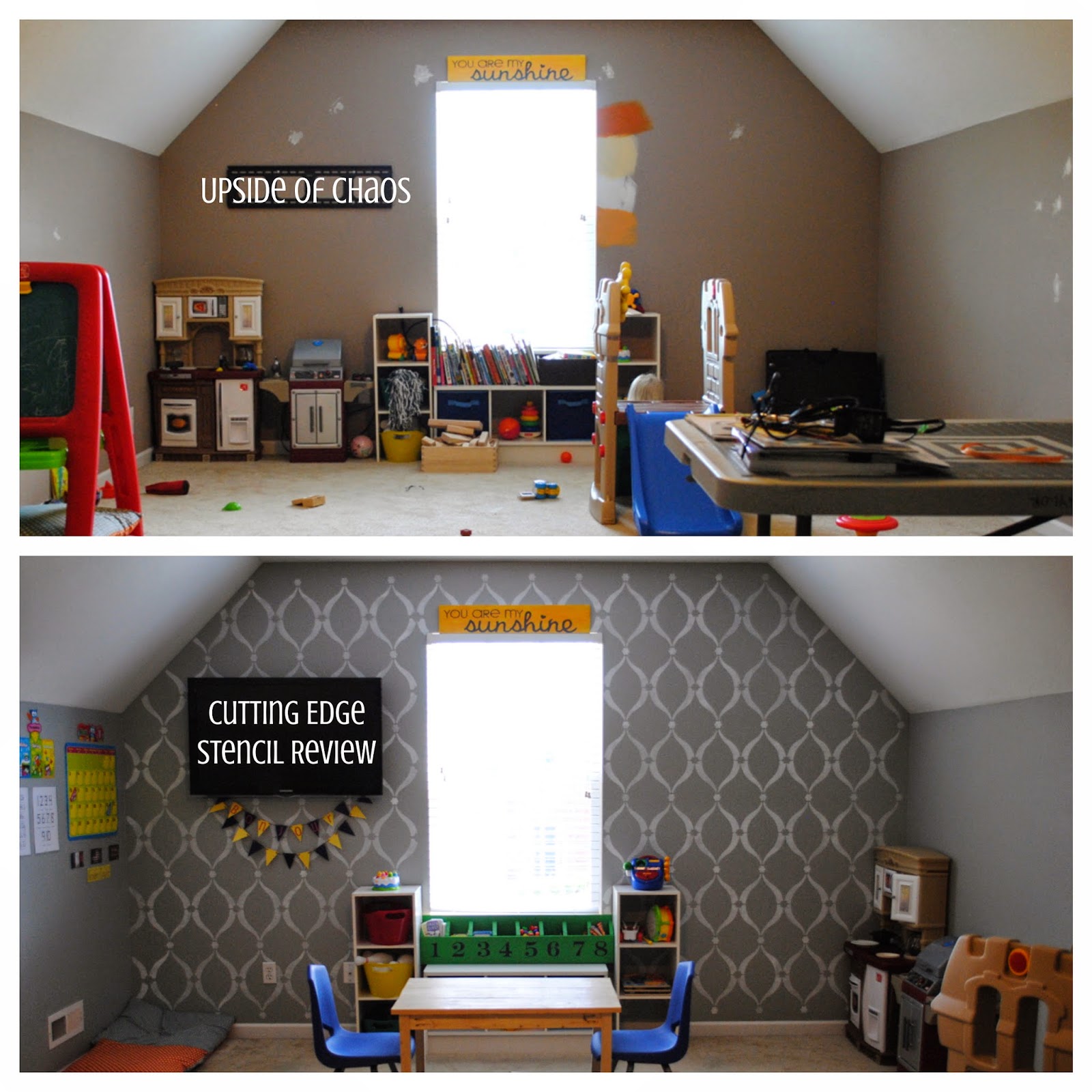 Upside Of Chaos Cutting Edge Stencil Review for our Playroom