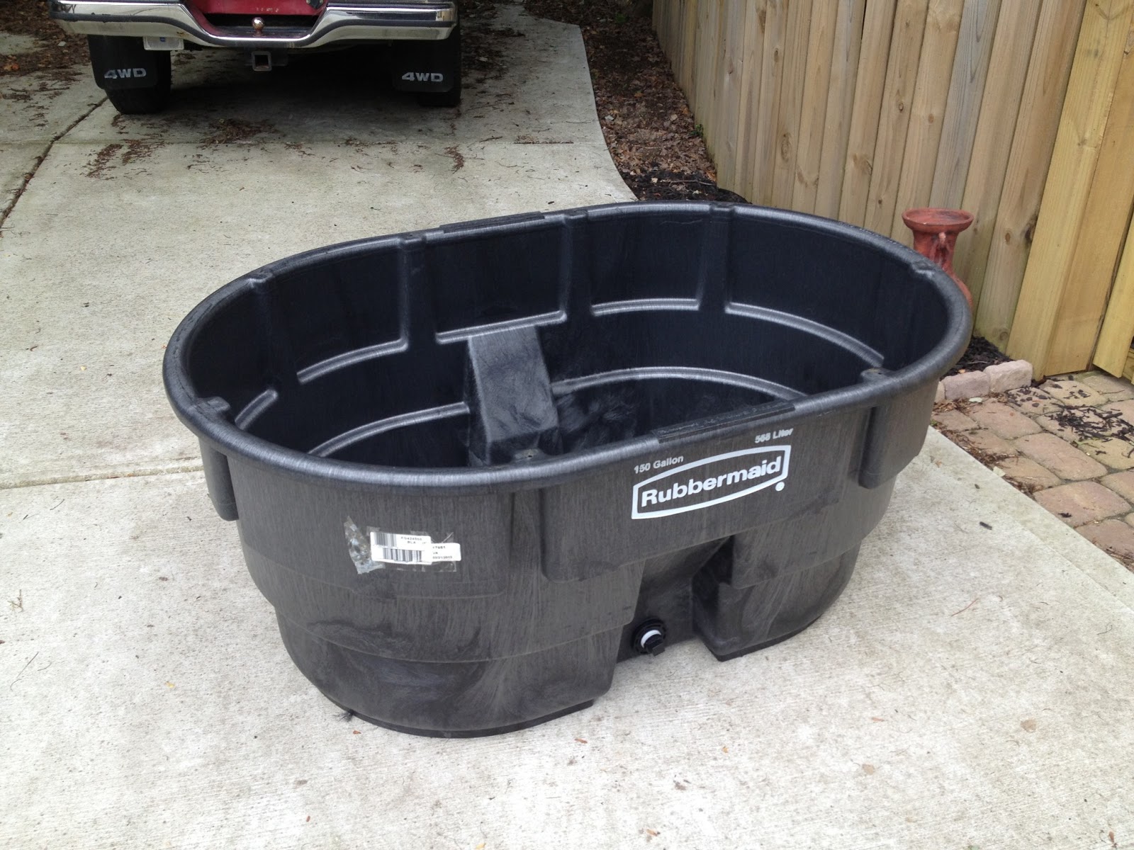 The Hawkins' Family Pond Stock tank filter and bottom drain