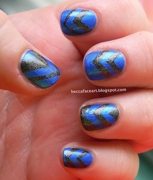 becca face nail art blue and grey