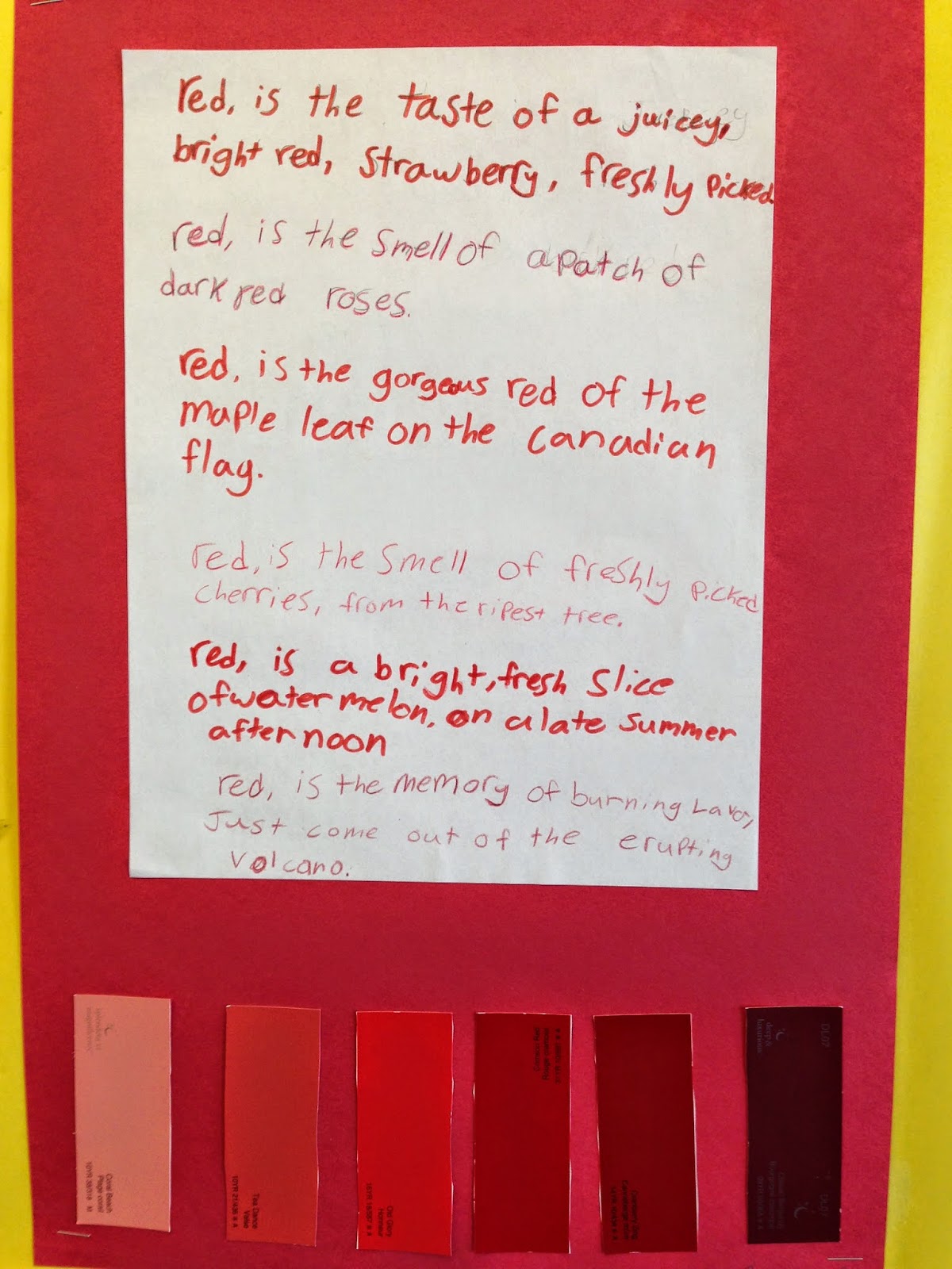 One Teacher's Adventures Grade 4 Paint Chip Poetry