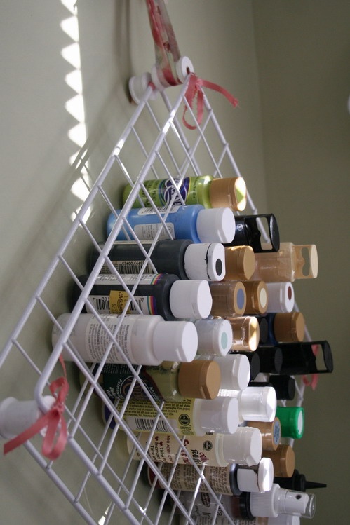 side view of Wire Shelf Paint Storage