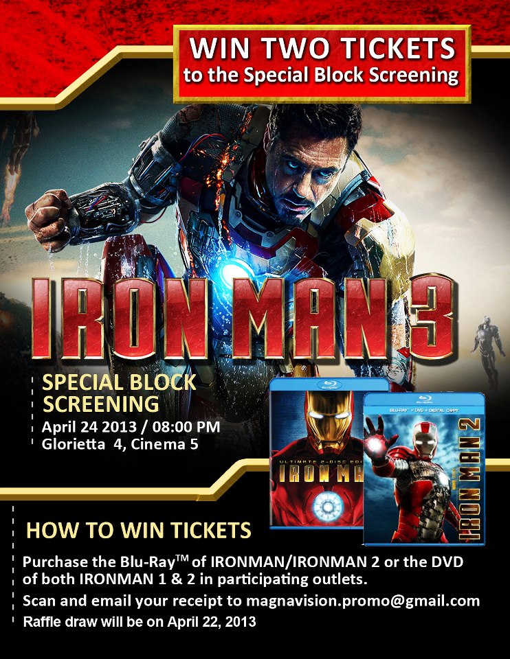 Free Iron Man 3 Screening Tickets MakiSALE