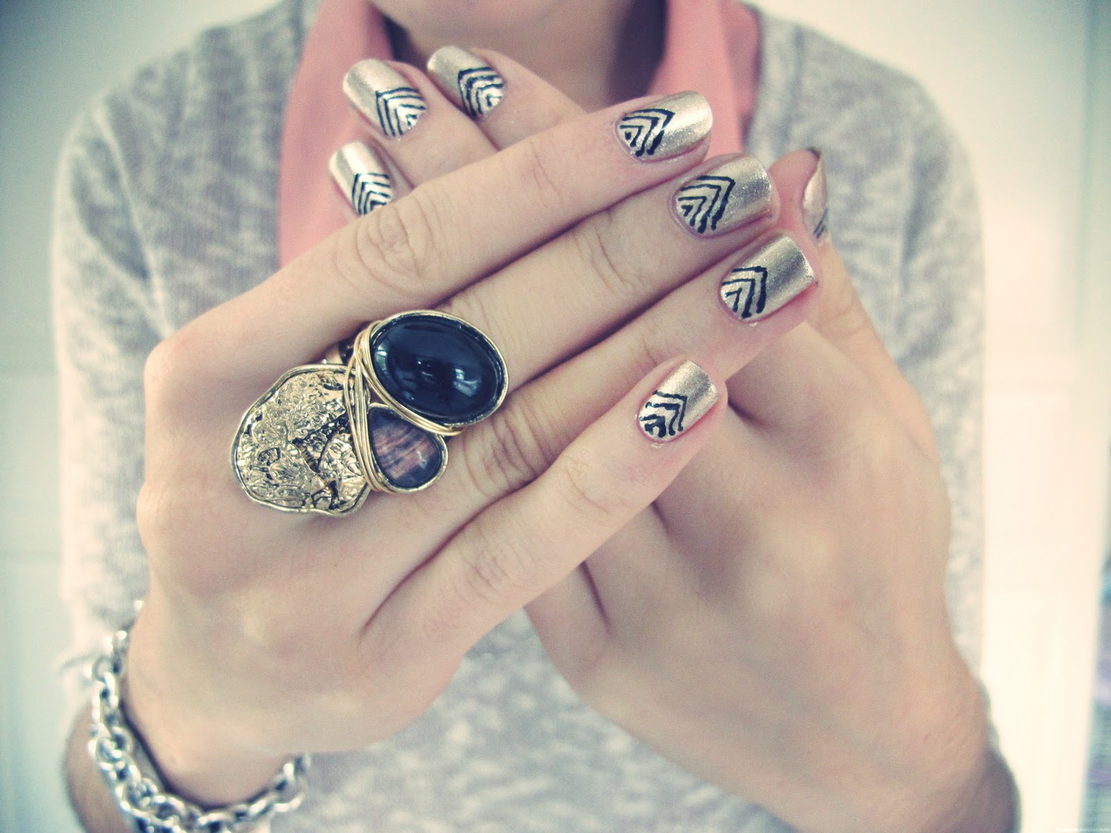 Ring: Forever 21. Very messy nails, but you get the idea!