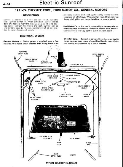 repair-manuals: 1971-74 Electric Sunroof Repair Manual isuzu w 4 wiring 