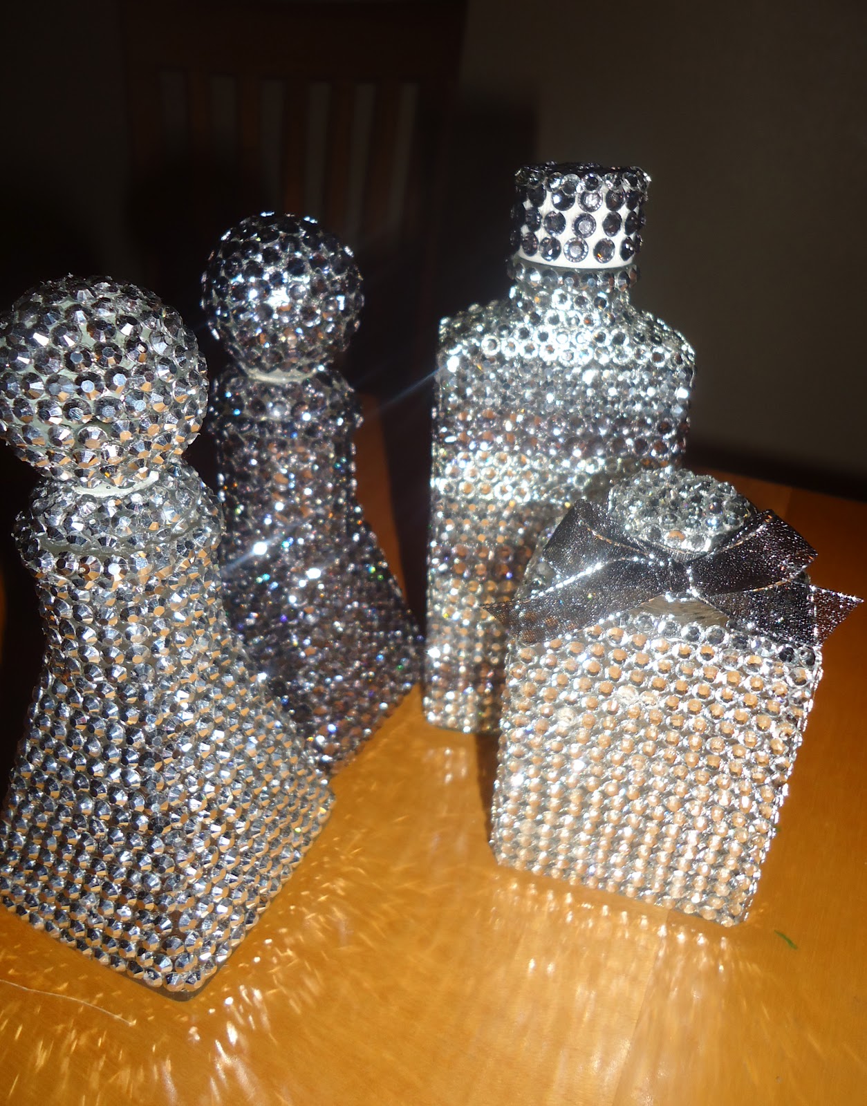 Frugal Home Design DIY Home Decor Make Rhinestone Covered Bottles