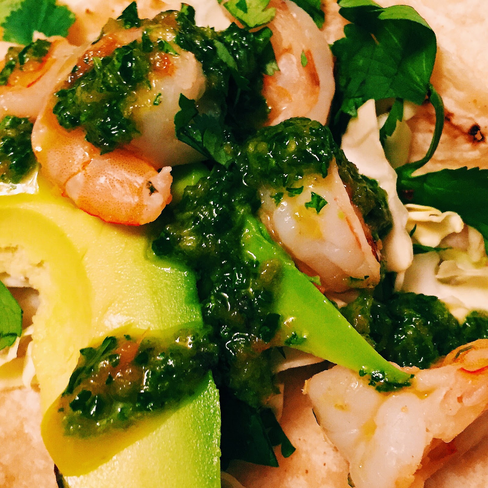 Lime Shrimp Tacos with Green Sauce Wine and Garlic with Everything