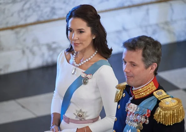 Queen Margarethe, Crown Prince Frederik and Crown Princess Mary of Denmark attend the new year reception at Christiansborg Palace in Copenhagen, Denmark