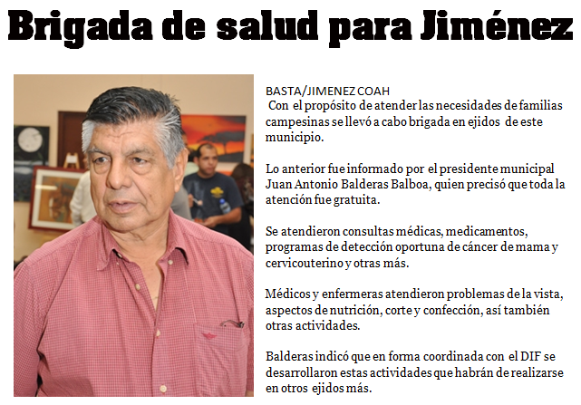 Brigada de salud para Jimenez