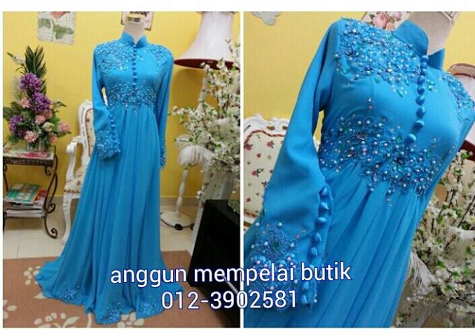 baju pengantin dusty blue inspirasi 
