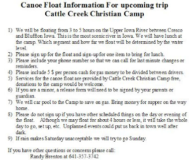 Canoe Float Information