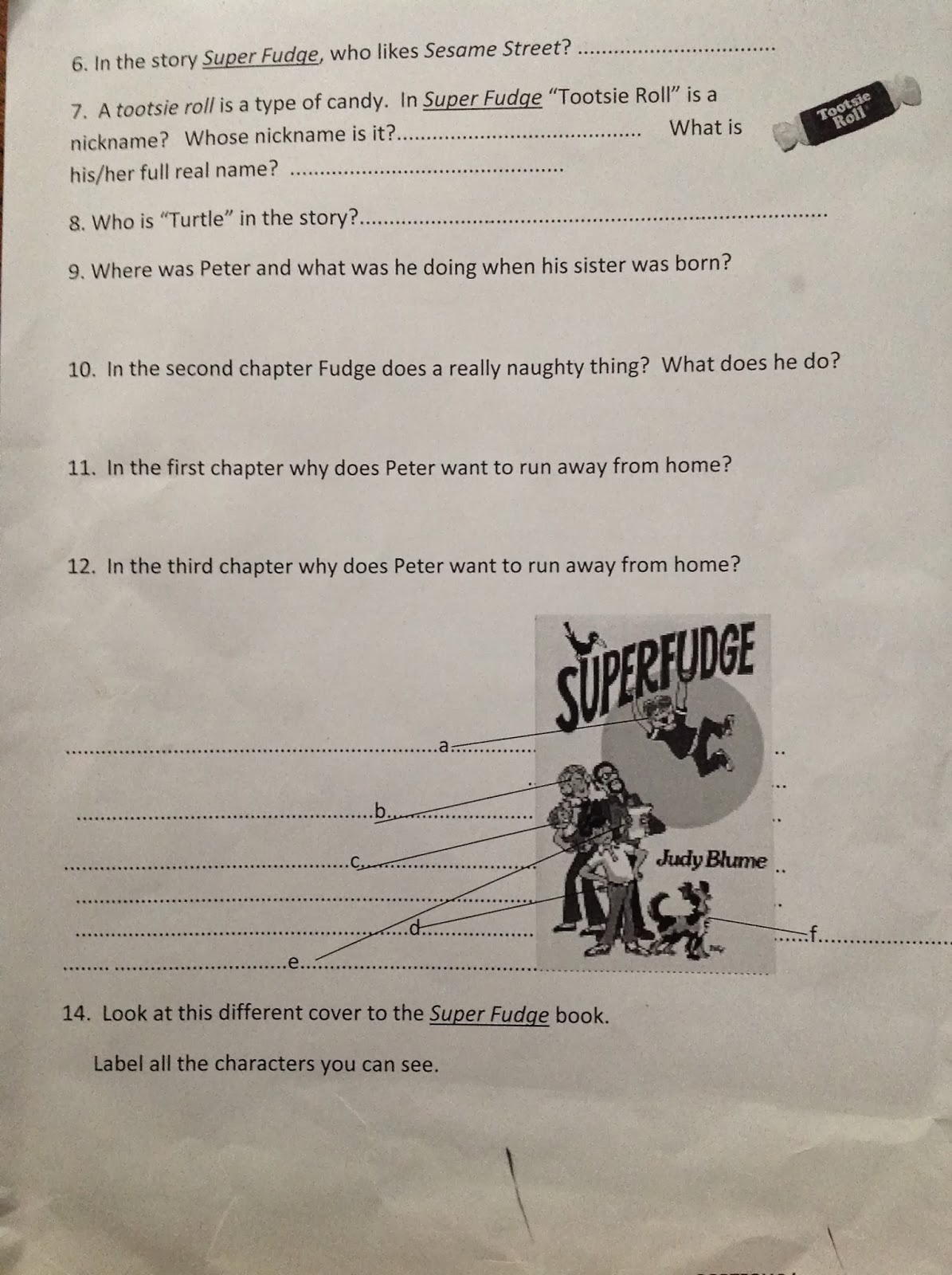 Superfudge 6th grade Book Report Activity Sheet 1 Maya's Teaching Blog