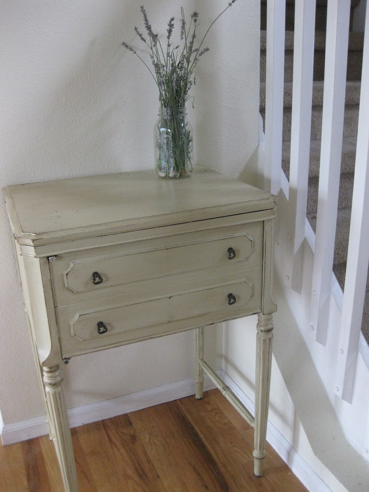 Oma Socks Antique Sewing Table Refinish