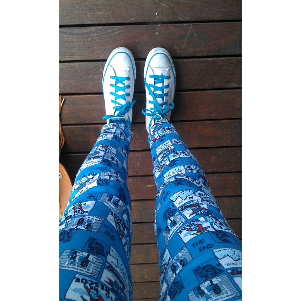 Refashion Coop Freecycle Comic Fabric Leggings and Baby Onesie