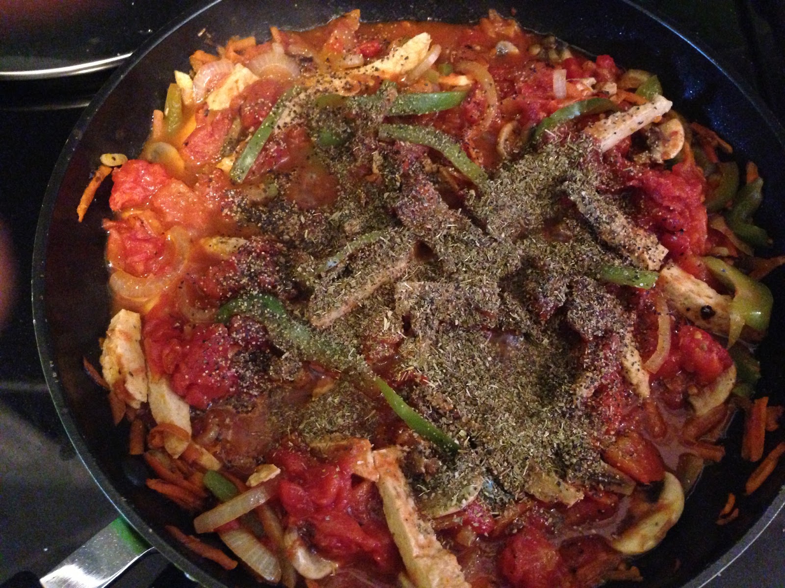 The Vegan Hucklebuck Vegan Chicken Cacciatore over Mashed Potatoes