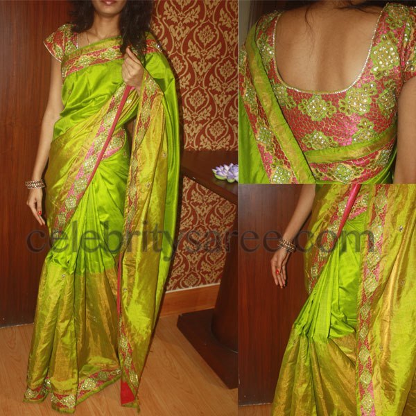 Fancy Sarees with Designer Gold Blouse