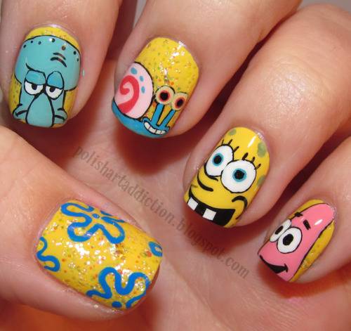 cartoon inspired nail art design