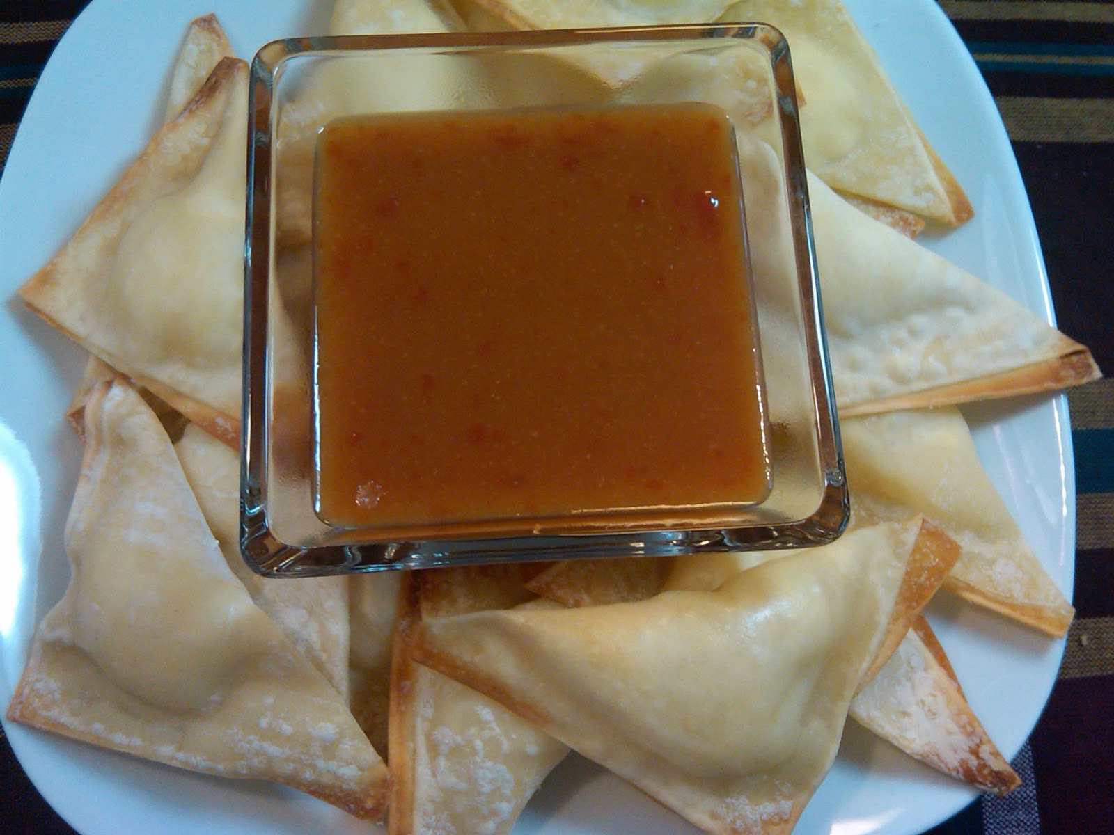 Michele's Woman Cave Cream Cheese Wontons with Sweet & Sour Sauce
