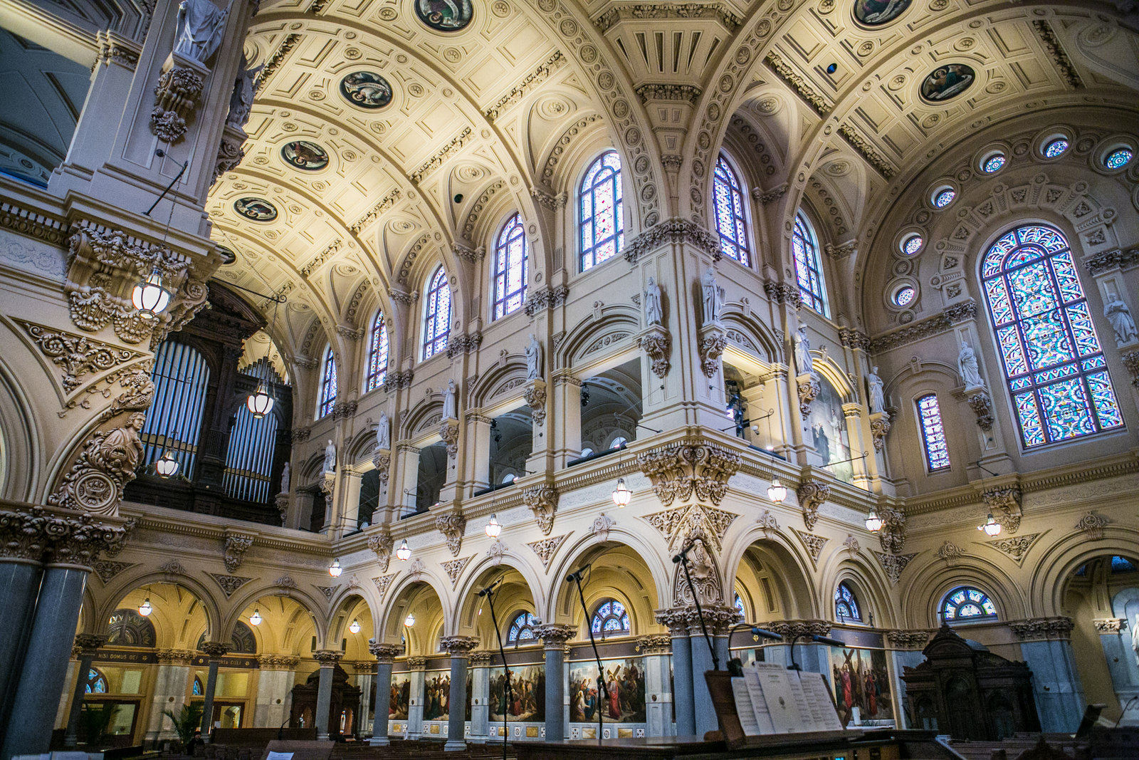 St. Francis Xavier Chelsea, New York, NY stepping into church, one