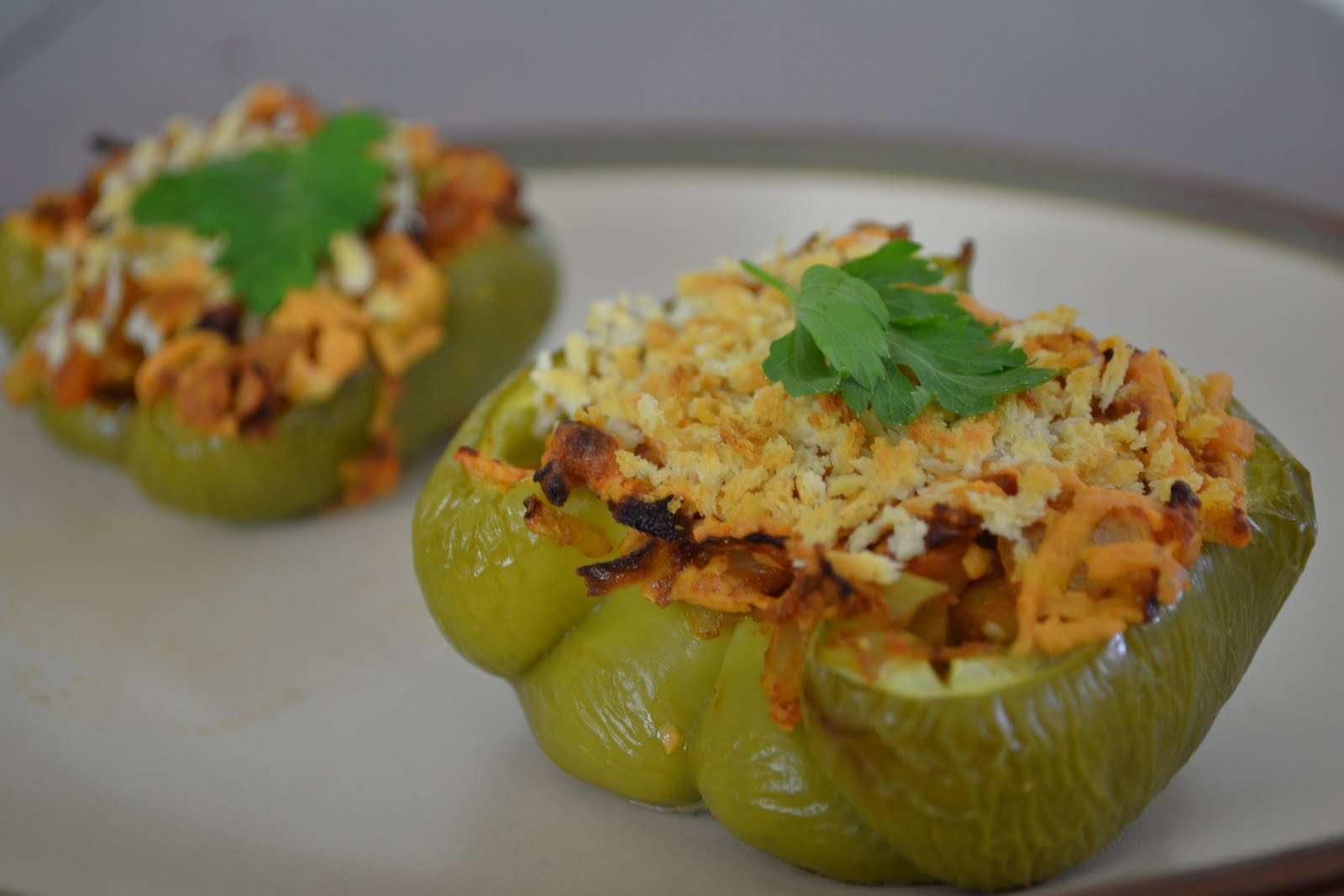 Veggies For Real Vegan Baked Chiles Rellenos (Stuffed Peppers)