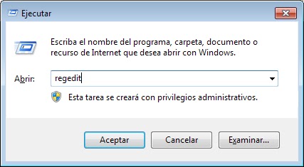 Ejecutar regedit