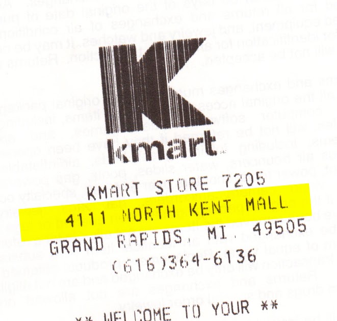 GR Retro Kmart's receipts still say "North Kent Mall"
