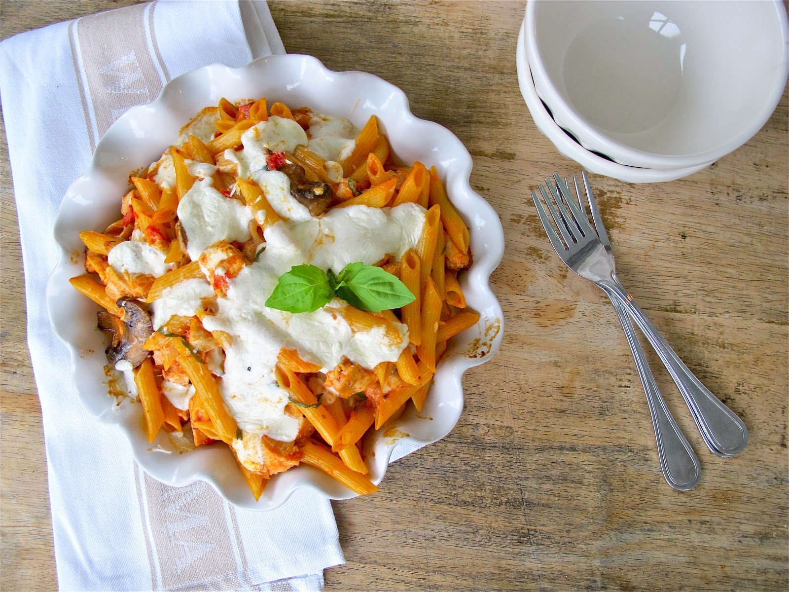 Jenny Steffens Hobick Penne Pasta Pie Chicken Tomato Cream Sauce