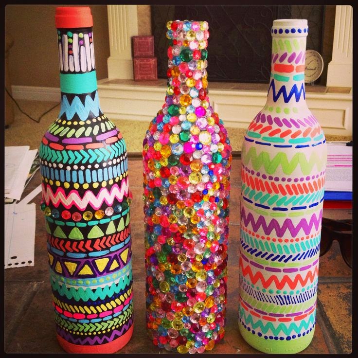 Recycle craft; decorative painted bottle ideas art craft projects
