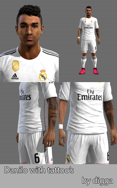 Update PES 2013 Danilo Face with Tattoo's
